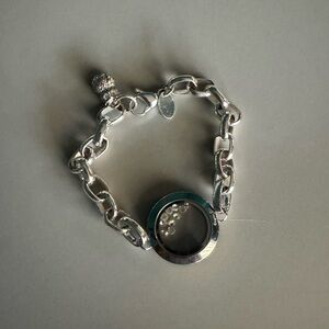 Origami Owl Silver Bracelet with Crystal Charm